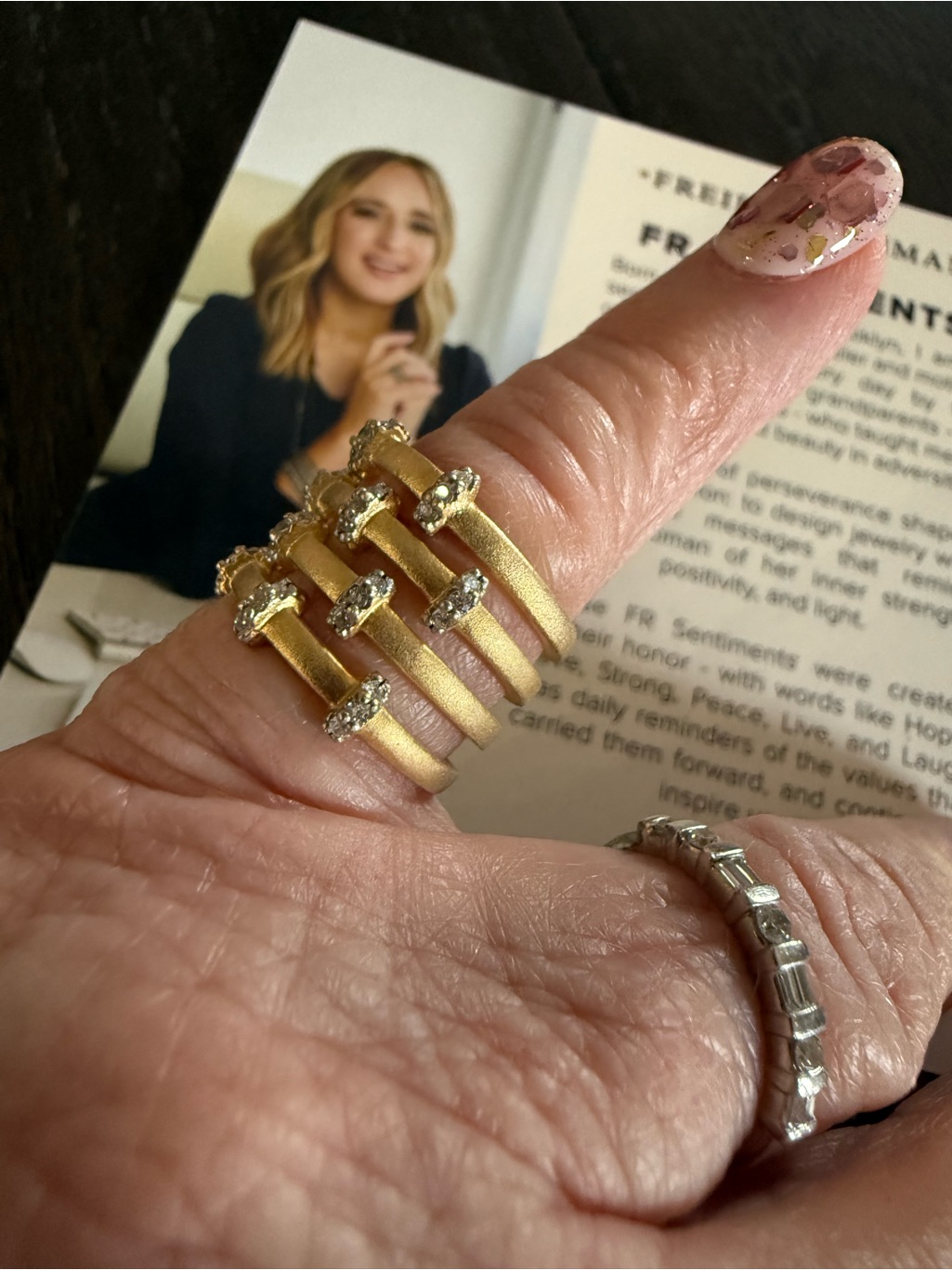 Freida Rothman Sterling Stacked Rings - Mixed Metal Statement Set
